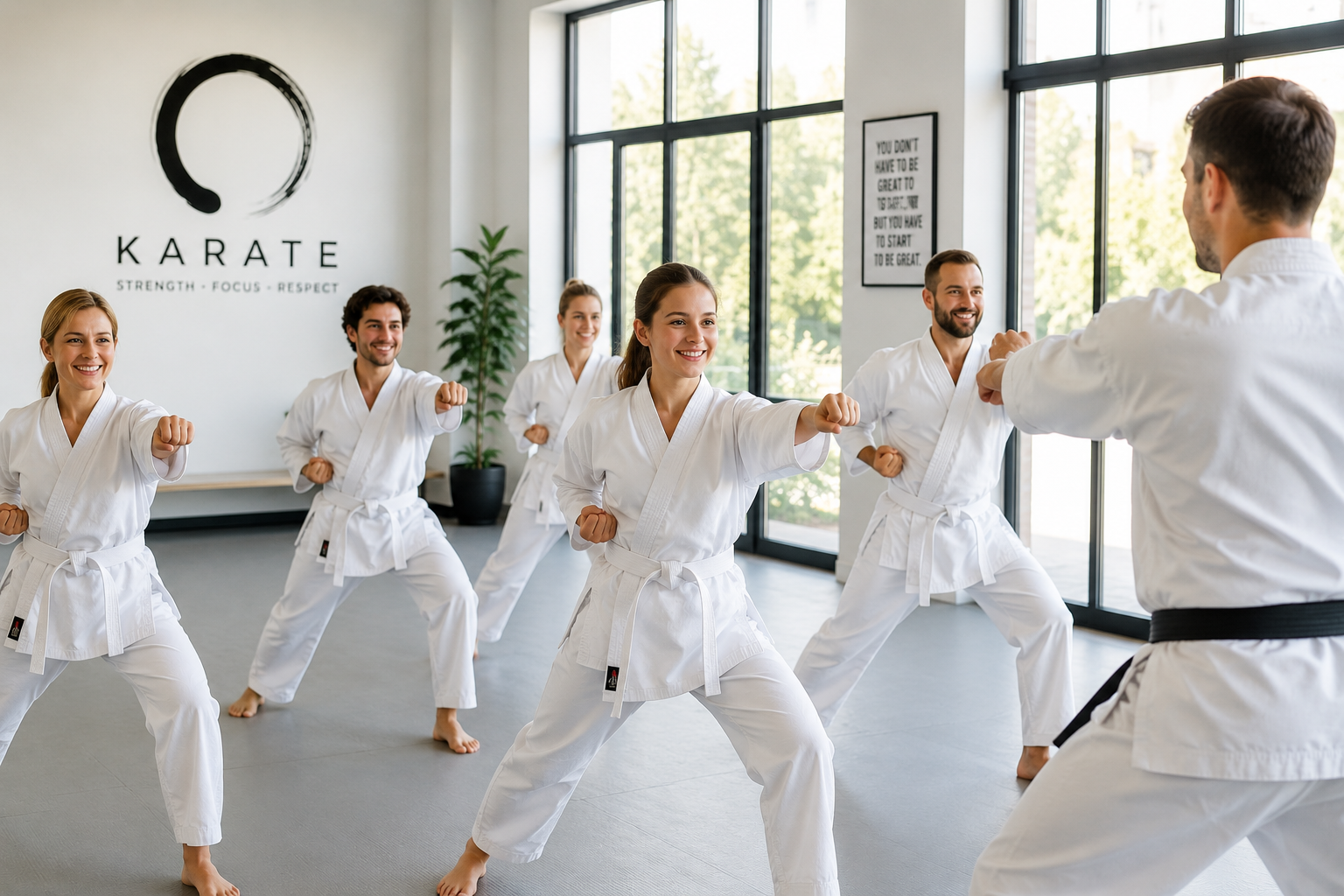 Karate tijdens een beginnersles